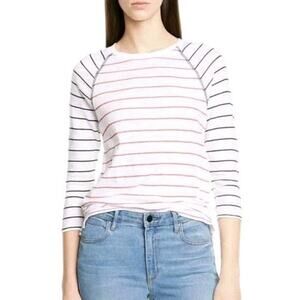 ATM Anthony Thomas Melillo Stripe Raglan Tee White Cedar Black Women's Small